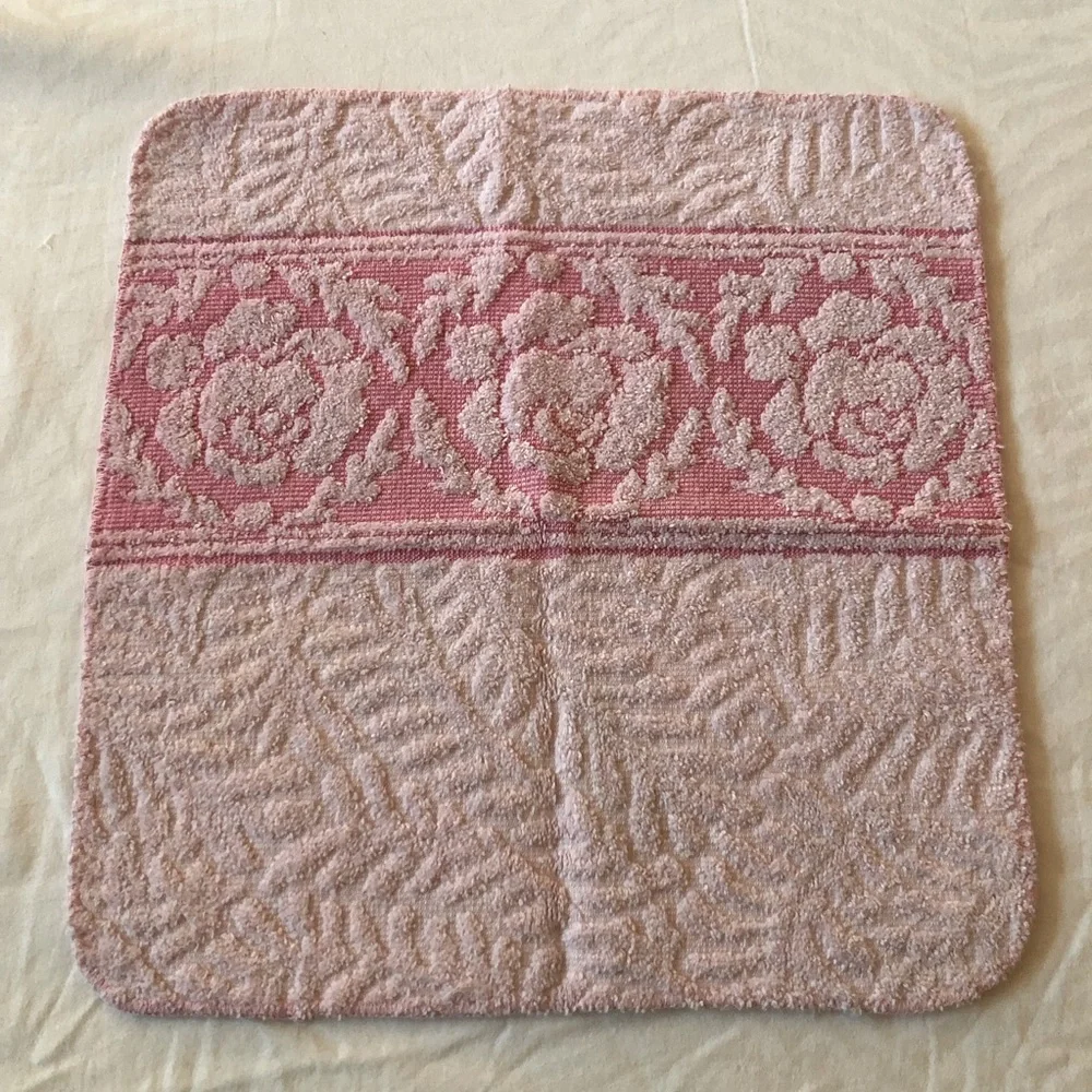 Vintage Cannon pastel pink floral textured wash towel